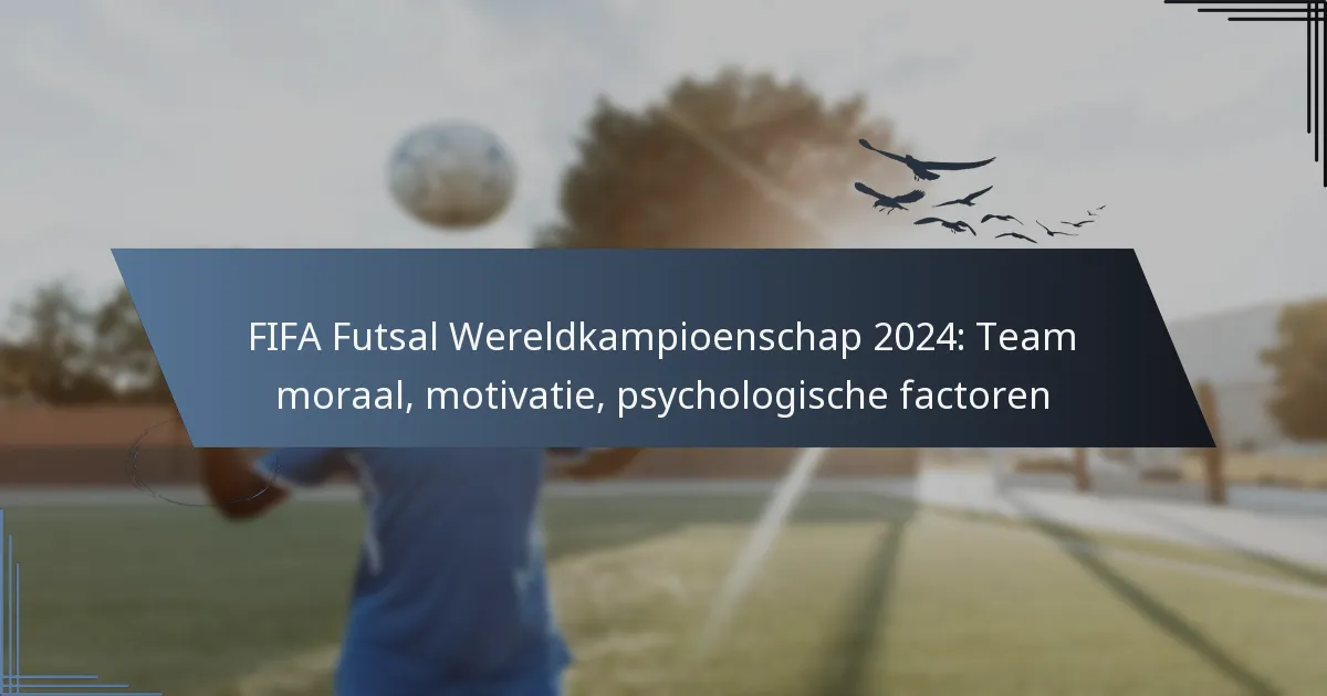 FIFA Futsal Wereldkampioenschap 2024: Team moraal, motivatie, psychologische factoren