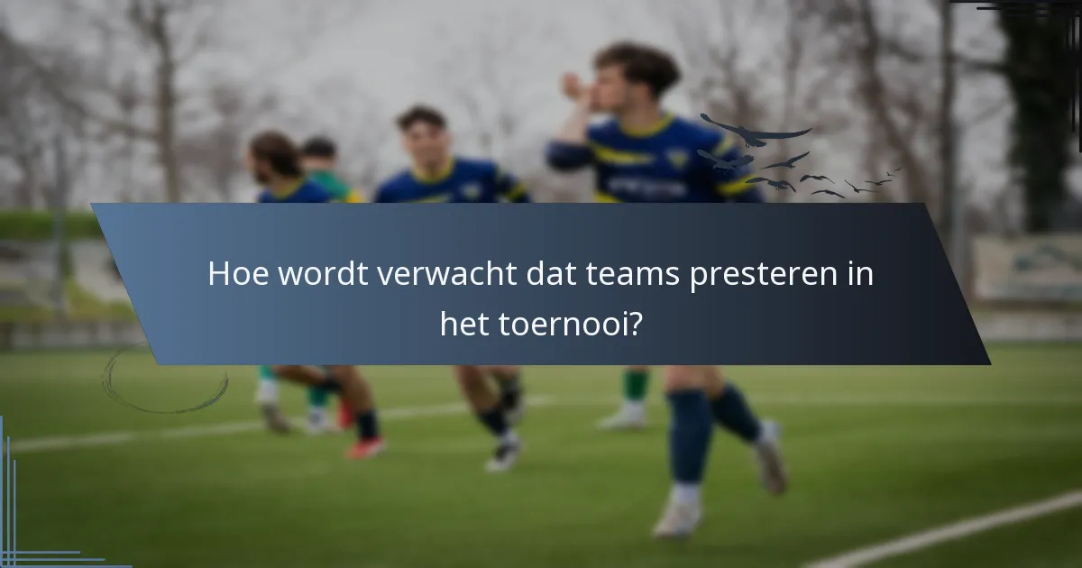 Hoe wordt verwacht dat teams presteren in het toernooi?