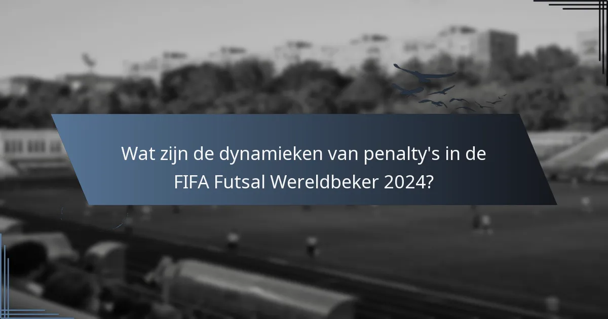 Wat zijn de dynamieken van penalty's in de FIFA Futsal Wereldbeker 2024?