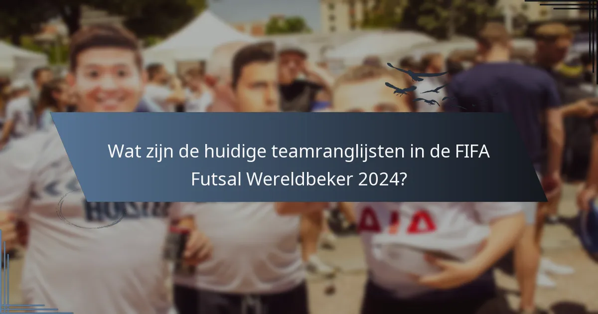 Wat zijn de huidige teamranglijsten in de FIFA Futsal Wereldbeker 2024?