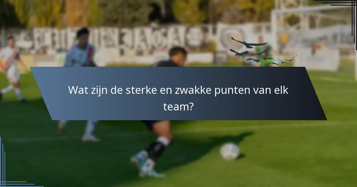 Wat zijn de sterke en zwakke punten van elk team?