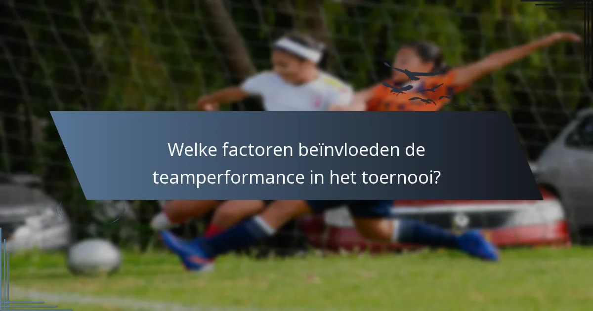 Welke factoren beïnvloeden de teamperformance in het toernooi?