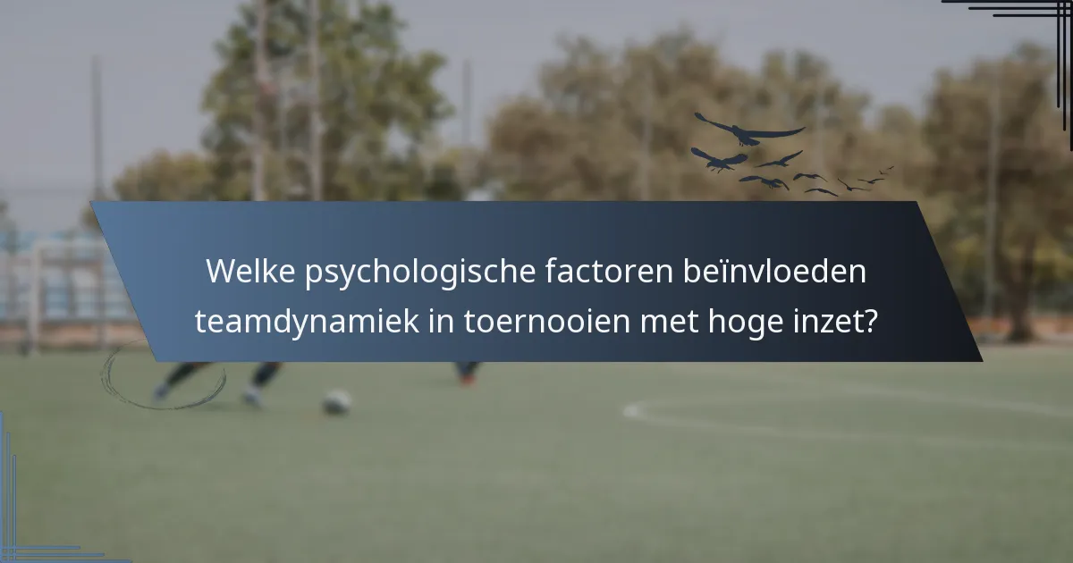 Welke psychologische factoren beïnvloeden teamdynamiek in toernooien met hoge inzet?