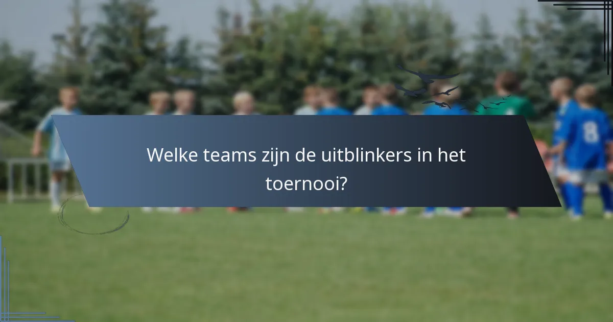 Welke teams zijn de uitblinkers in het toernooi?