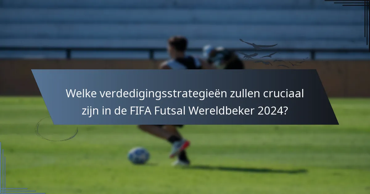 Welke verdedigingsstrategieën zullen cruciaal zijn in de FIFA Futsal Wereldbeker 2024?